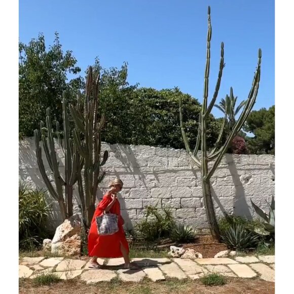Orange Red Off-Shoulder Puff Sleeve Maxi Sundress - Picture 6 of 11